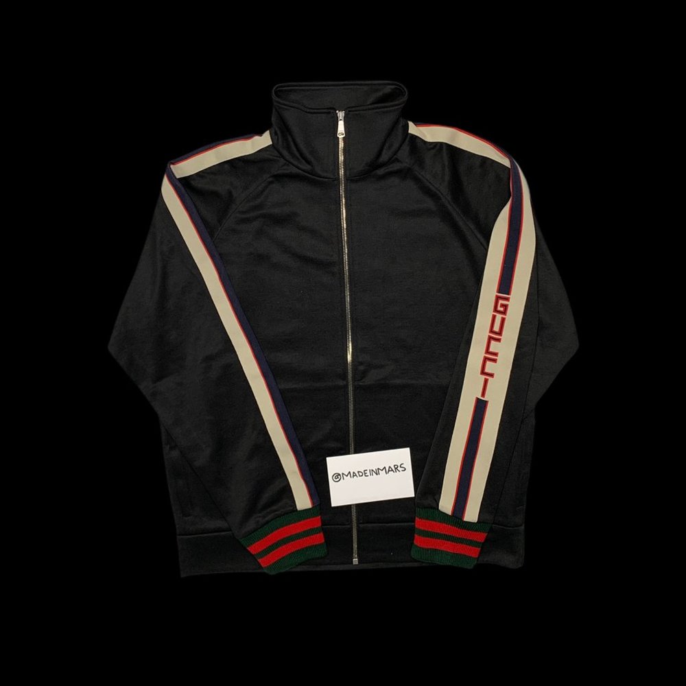 Gucci Web Stripe Track Jacket Black Zip-Up Size M